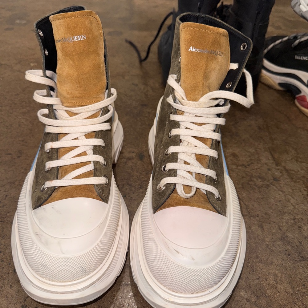 Alexander McQueen Brown and White Chunky Sneakers